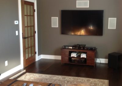 Sitting room with TV, surround sound and in-wall speakers, Bernardsville, NJ
